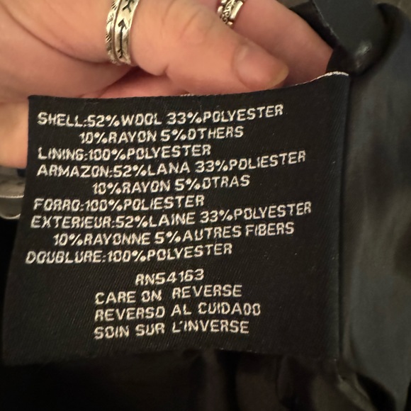 Nine West Wool Blend Button Up Black Pea Coat• Size 14 - Picture 6 of 7